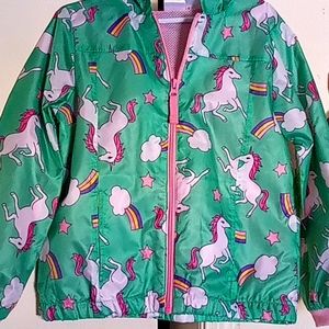 Girls zipper, hooded, windbreaker or rain jacket